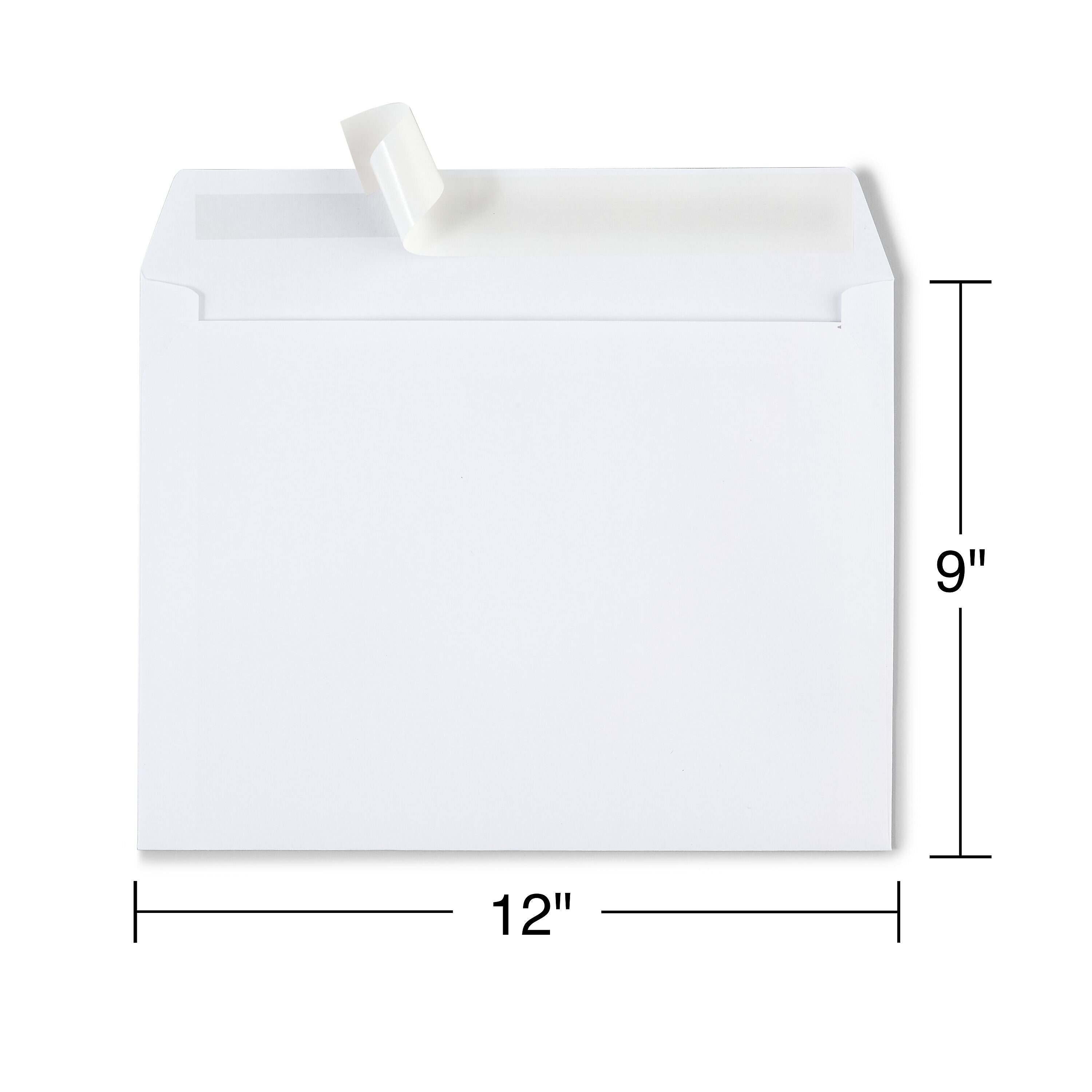 Staples EasyClose Booklet Envelopes, 12"L x 9"H, White, 100/Box