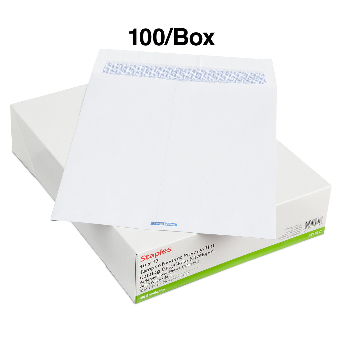 Staples EasyClose Catalog Envelopes, 10" x 13", White, 100/Box