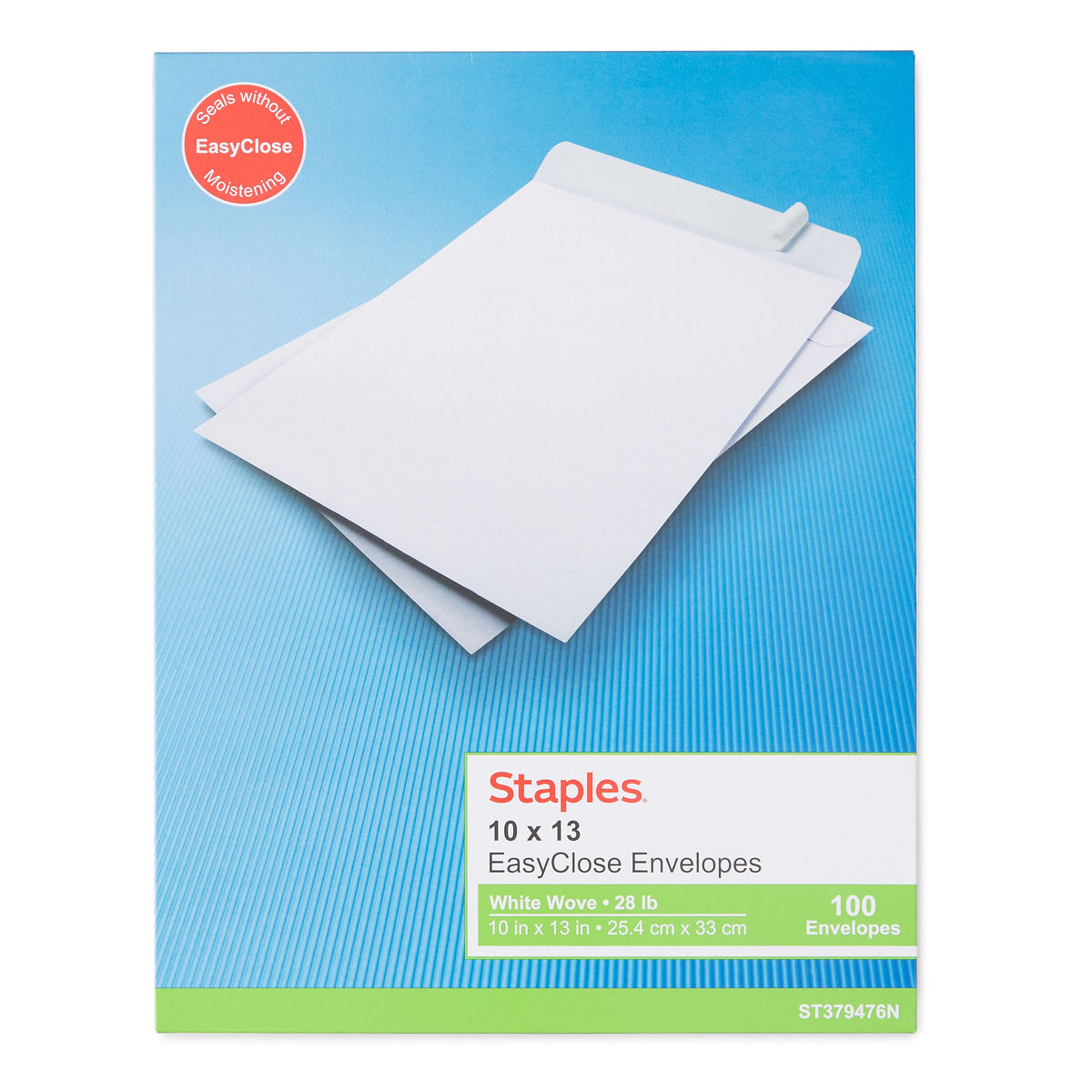 Staples EasyClose Catalog Envelopes, 10"L x 13"H, White, 100/Box