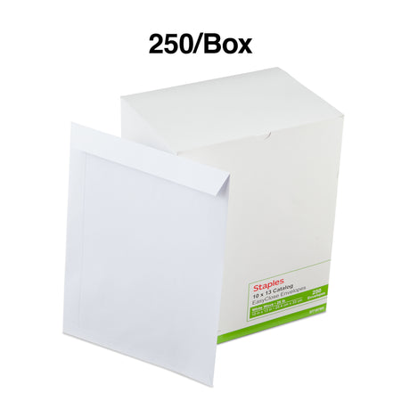 Staples EasyClose Catalog Envelopes, 10"L x 13"H, White, 250/Box