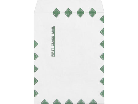 Staples EasyClose Catalog Envelopes, 10"L x 13"H, White with Green Diamond Border, 100/Box