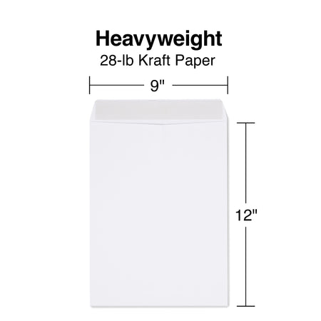 Staples EasyClose Catalog Envelopes, 9"L x 12"H, White, 100/Box