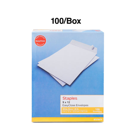 Staples EasyClose Catalog Envelopes, 9"L x 12"H, White, 100/Box