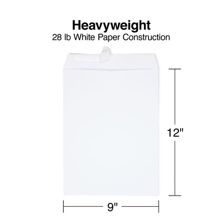 Staples EasyClose Catalog Envelopes, 9"L x 12"H, White, 250/Box