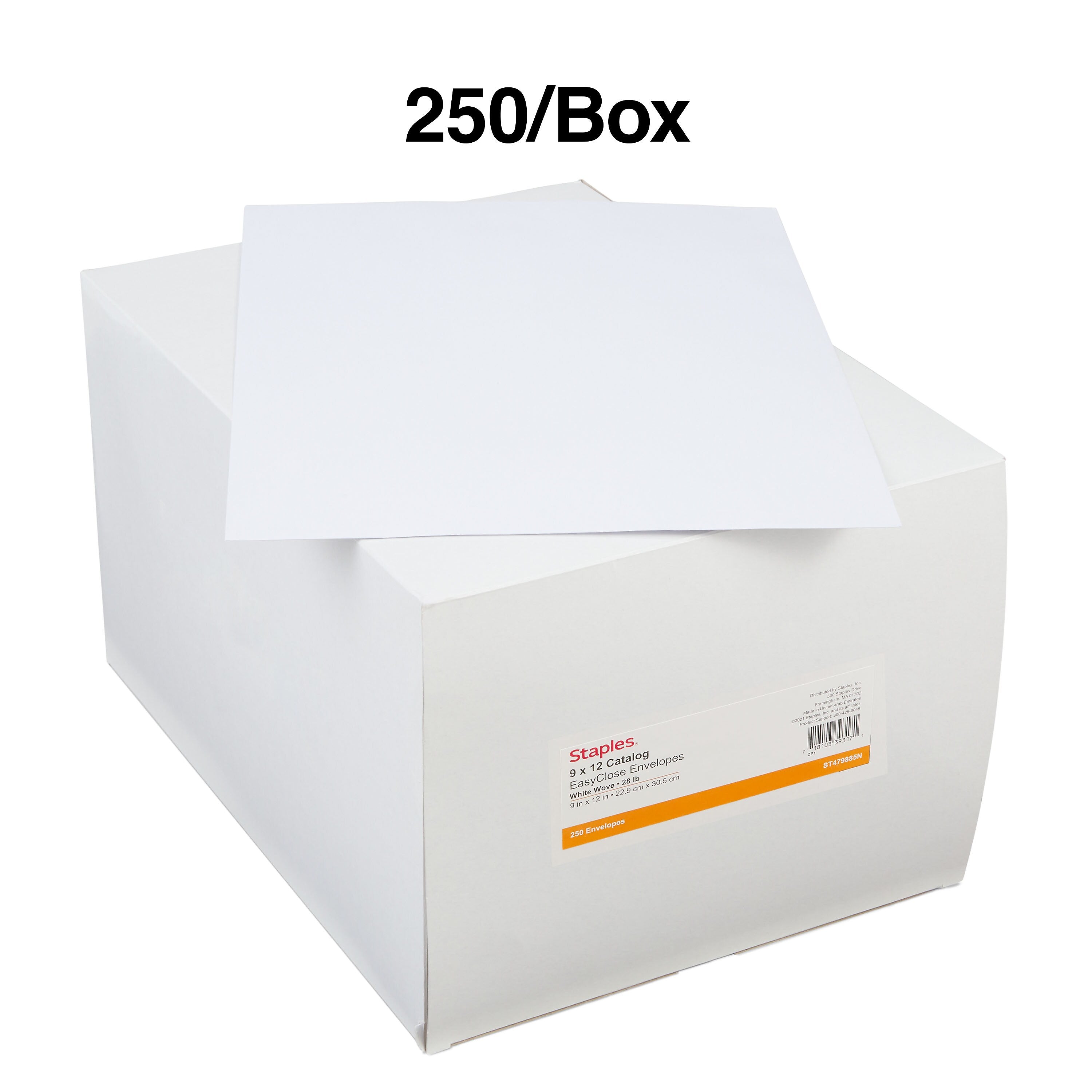 Staples EasyClose Catalog Envelopes, 9"L x 12"H, White, 250/Box