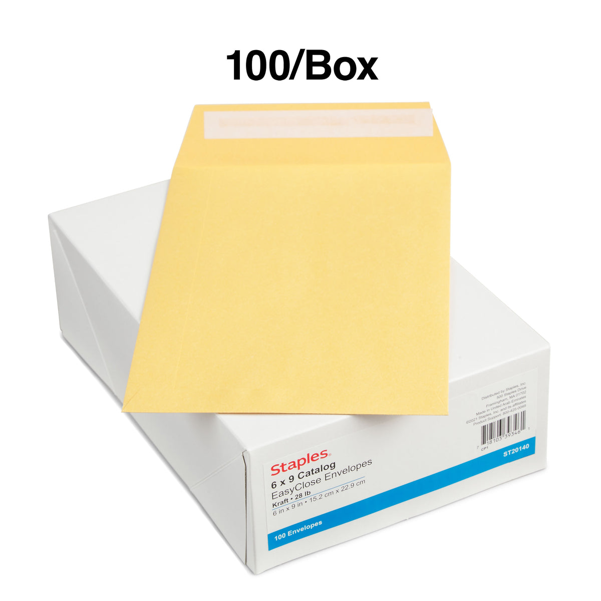 Staples EasyClose Self Seal #1 Catalog Envelope, 6" x 9", Kraft, 100/Box