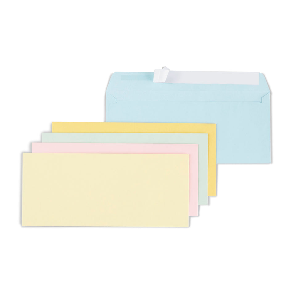 Staples EasyClose Self Seal #10 Business Envelopes, 4 1/8" x 9 1/2", Assorted Pastels, 50/Pack