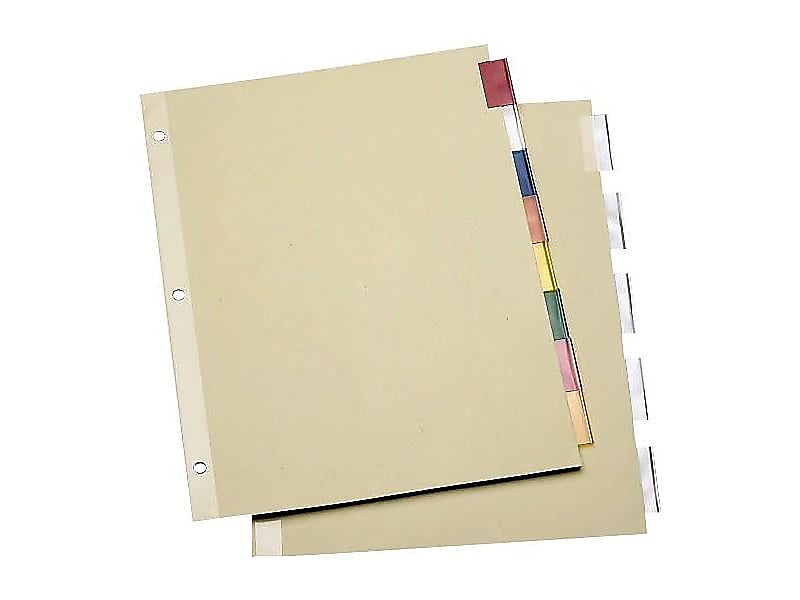 Staples Economy Insertable Paper Dividers, 8-Tab, Multicolor, 6 Sets/Pack