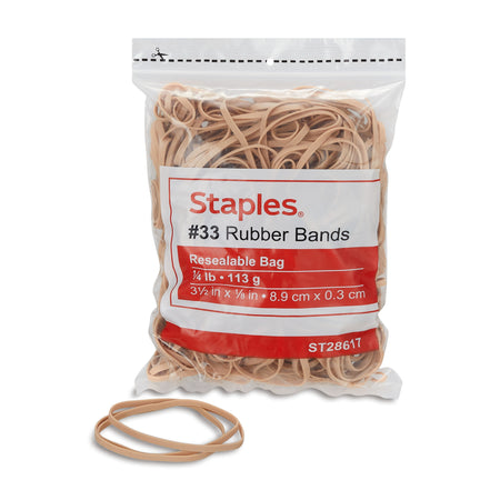 Staples Economy Rubber Band, #33, 1/4 lb. Resealable Bag, 175/Pack