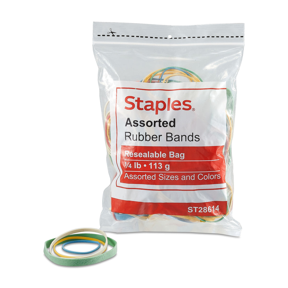 Staples Economy Rubber Bands, 1/4 Lb. Resealable Bag, 200/Pack