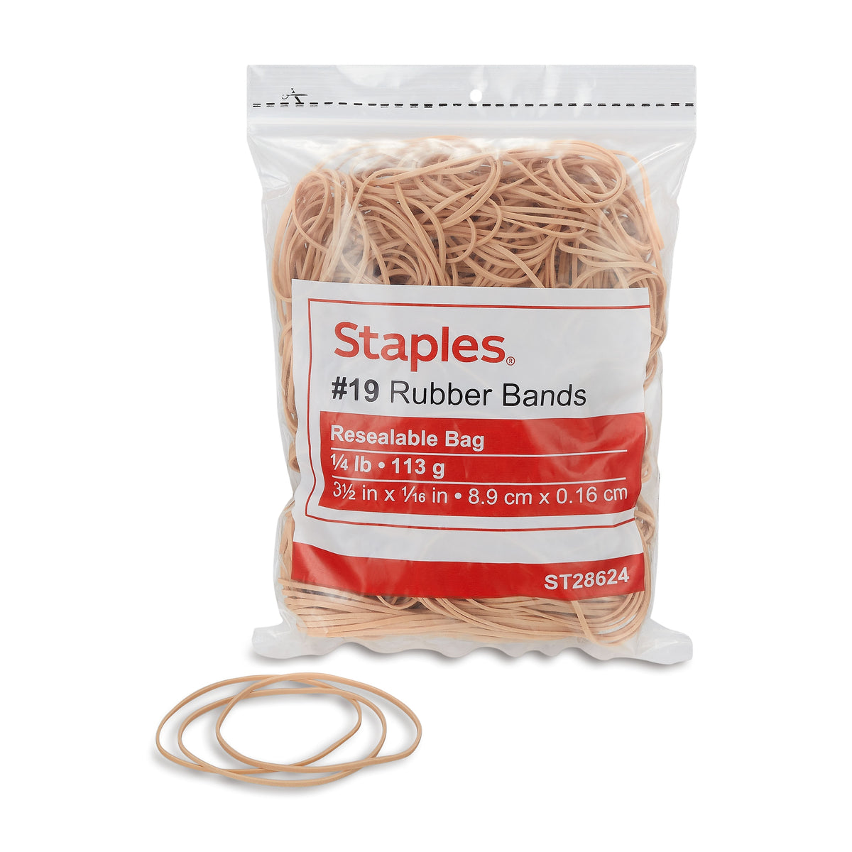 Staples Economy Rubber Bands, #19, 1/4 lb. Bag, 375/Pack