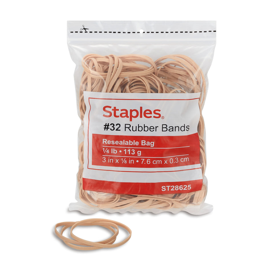 Staples Economy Rubber Bands, #32, 1/4 lb. Bag, 225/Pack