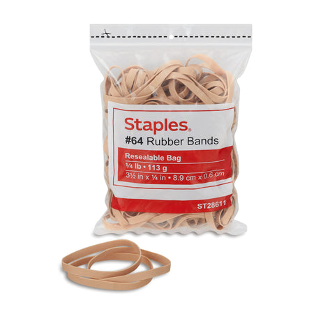 Staples Economy Rubber Bands, #64, 1/4 lb. Bag, 95/Pack