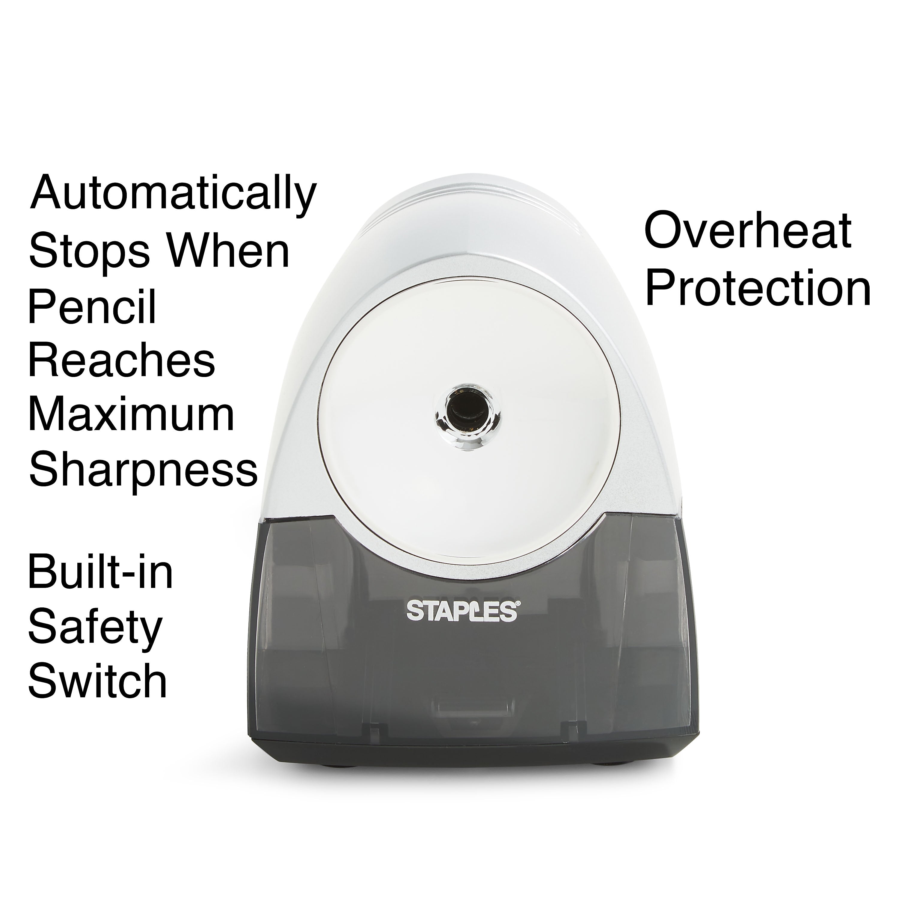 Staples® Electric Pencil Sharpener, Gray/Silver