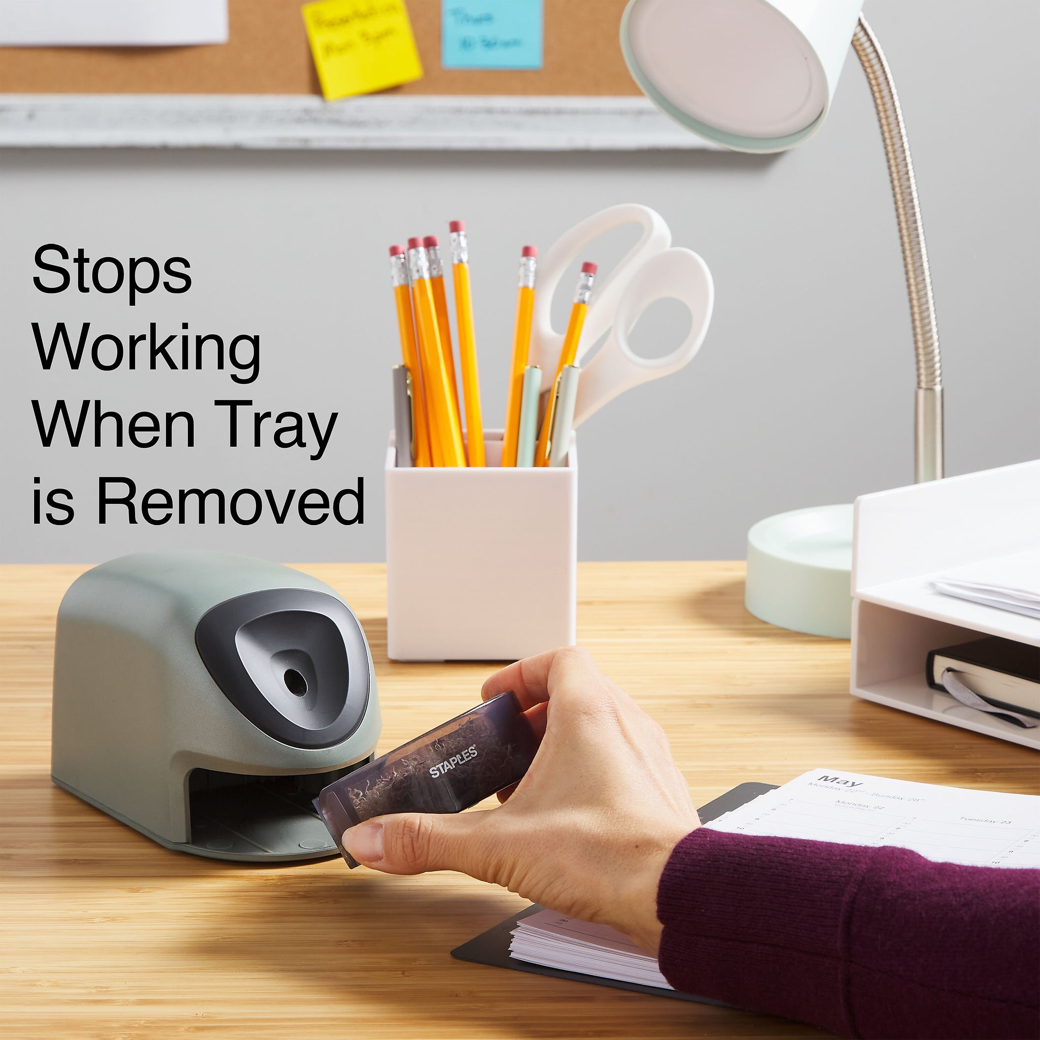 Staples® Electric Pencil Sharpener, Gray/Silver