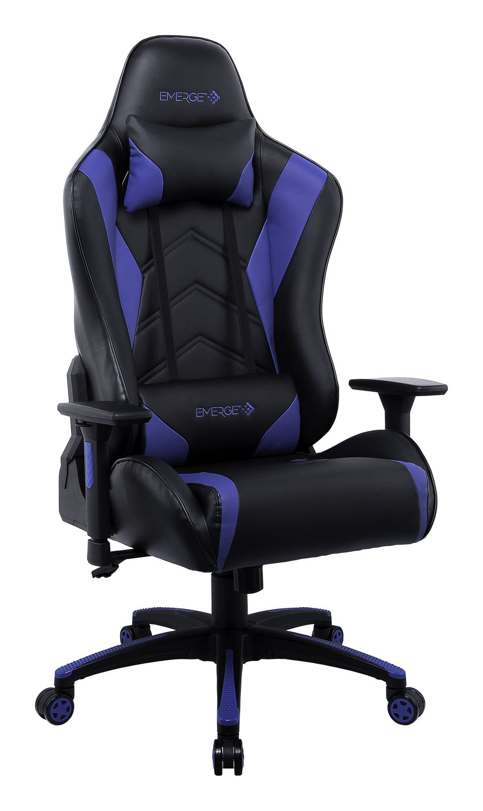 Staples Emerge Vartan Bonded Leather Ergonomic Gaming Chair, Black/Blue