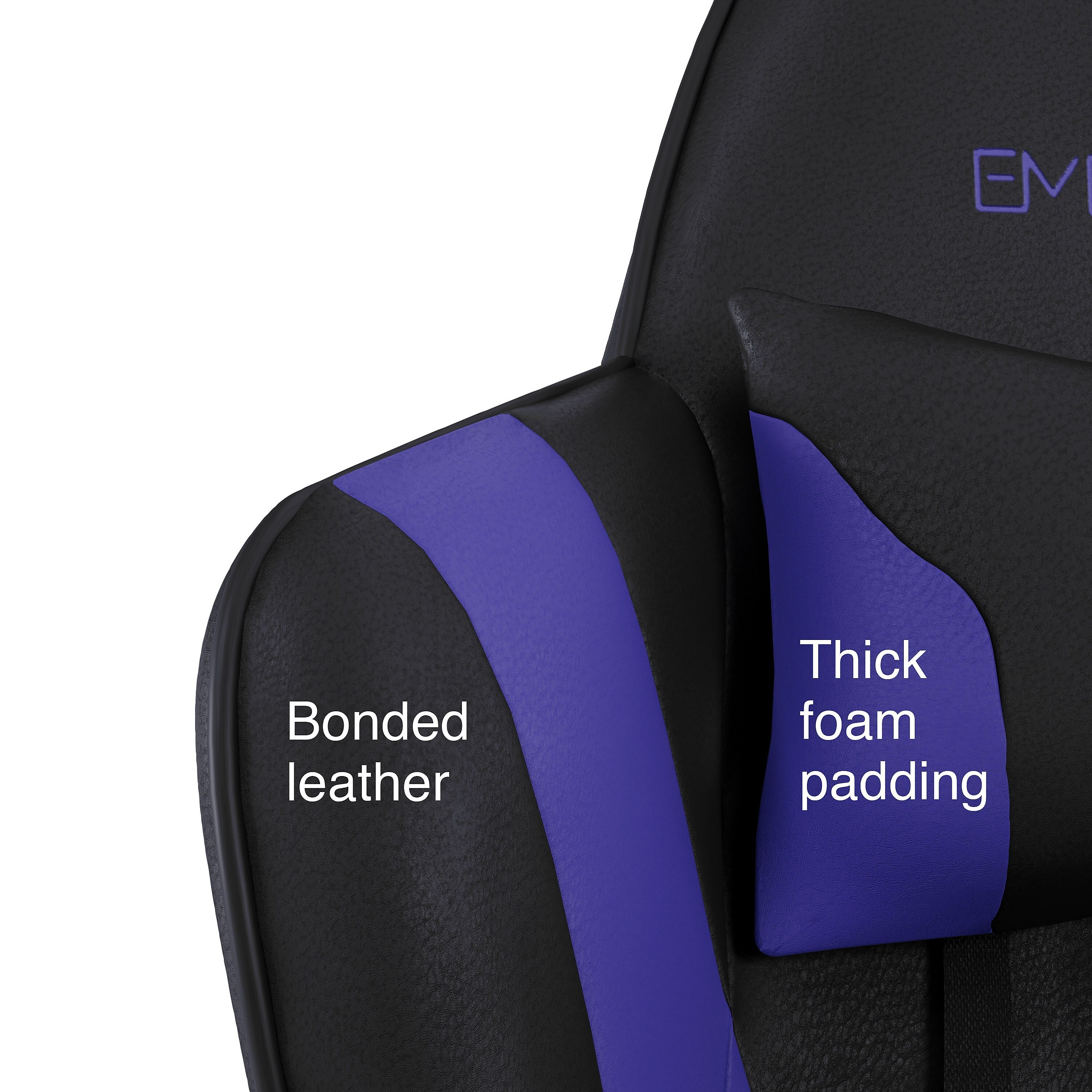 Staples Emerge Vartan Bonded Leather Ergonomic Gaming Chair, Black/Blue