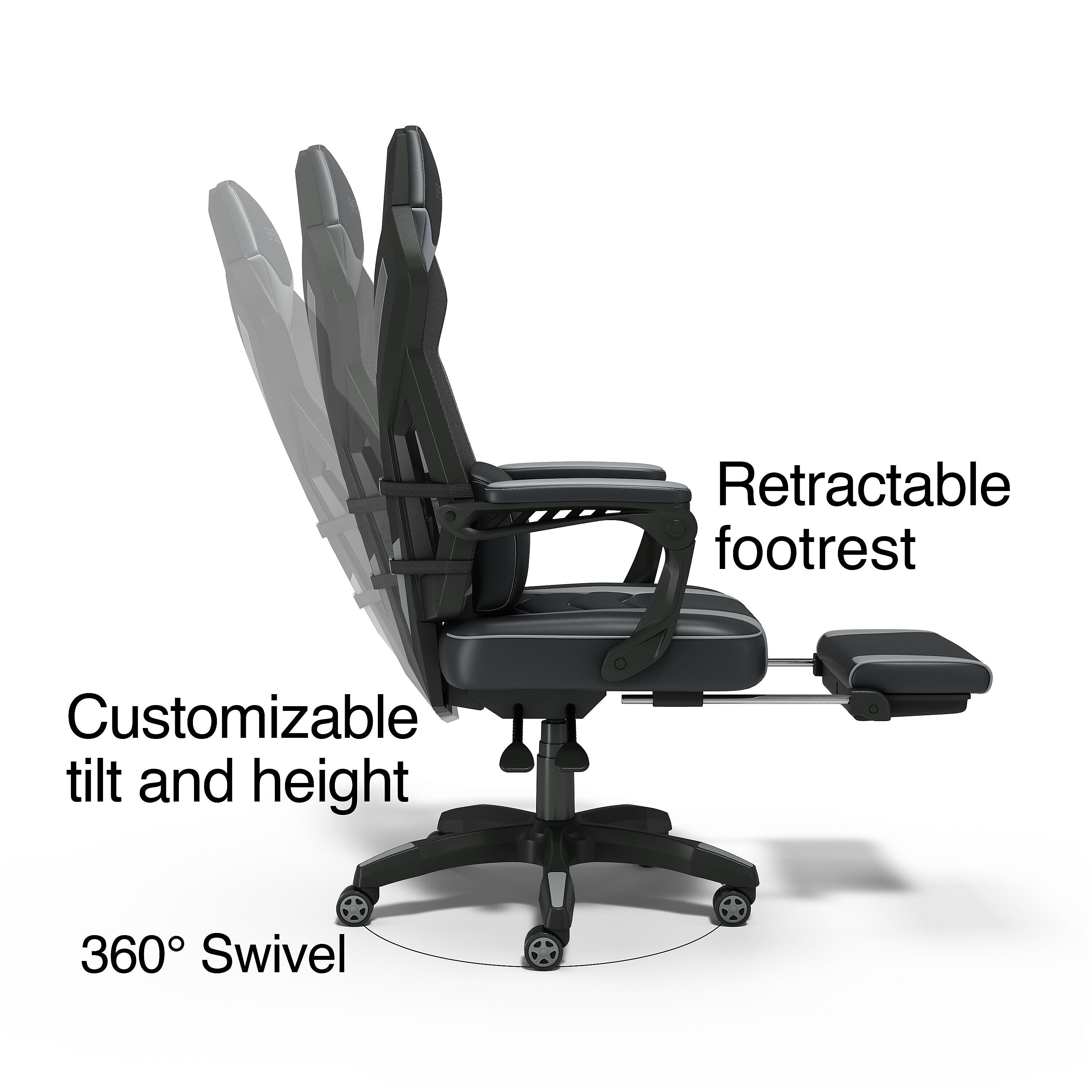 Staples Emerge Vomax Bonded Leather Ergonomic Gaming Chair, Black/White