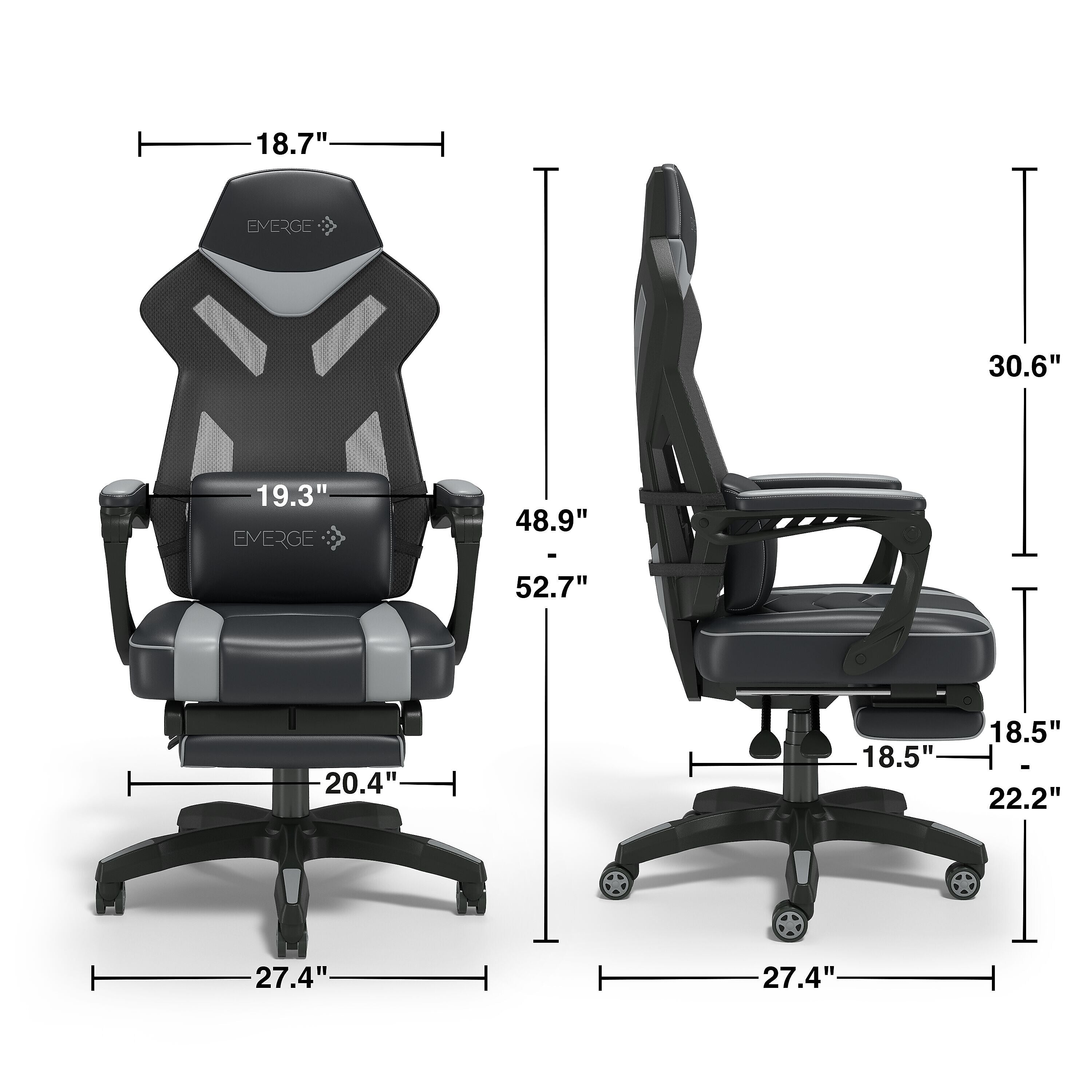 Staples Emerge Vomax Bonded Leather Ergonomic Gaming Chair, Black/White