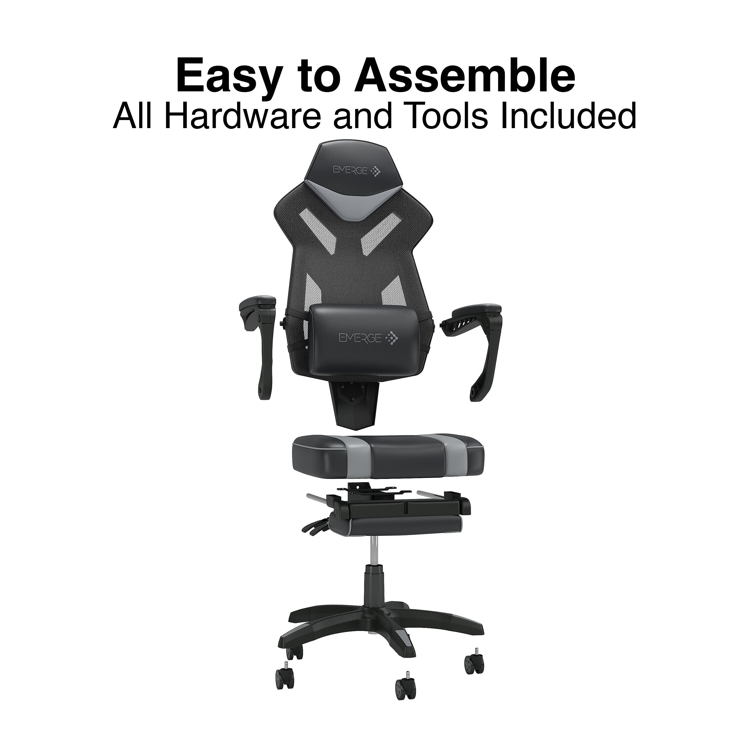 Staples Emerge Vomax Bonded Leather Ergonomic Gaming Chair, Black/White