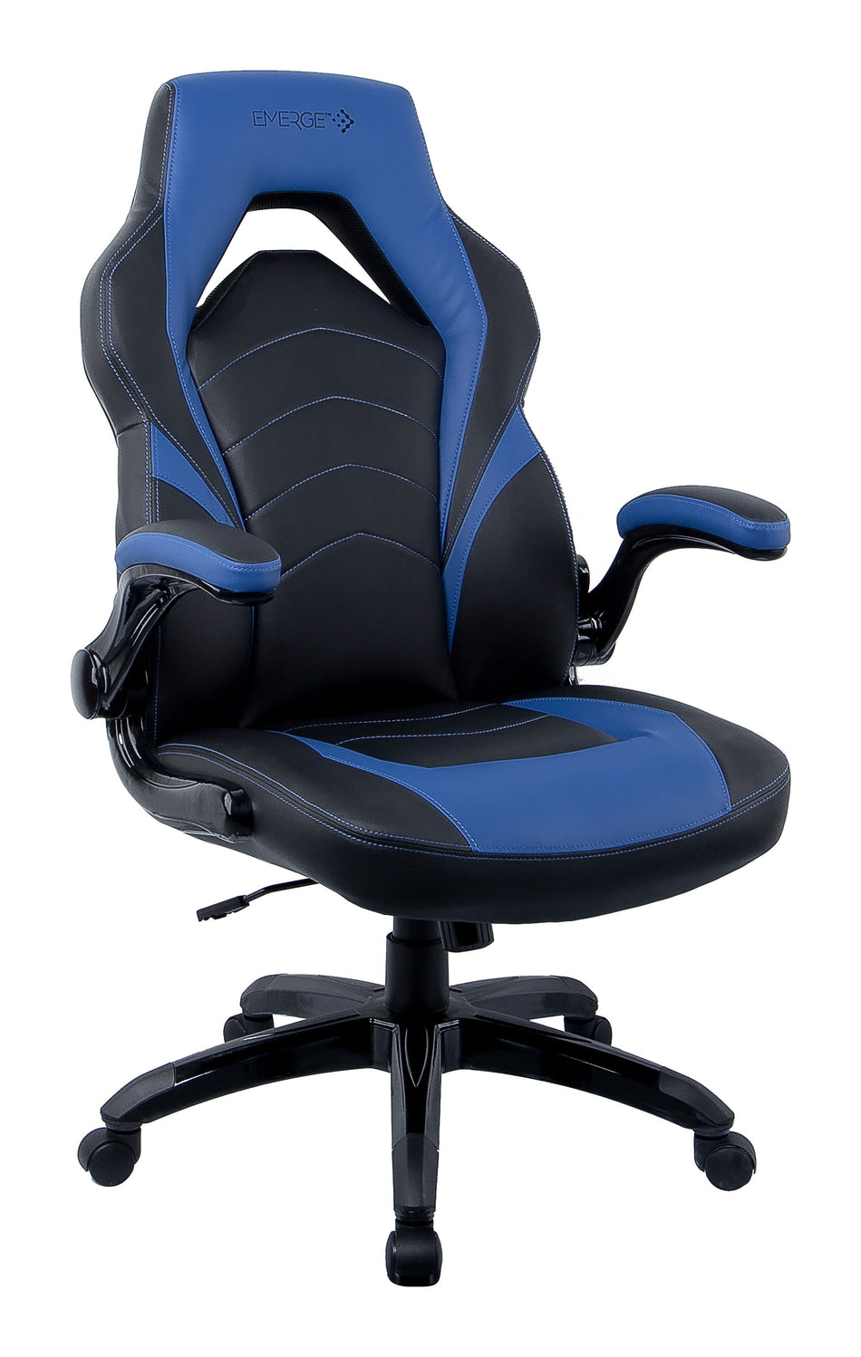 Staples Emerge Vortex Bonded Leather Ergonomic Gaming Chair, Black and Blue