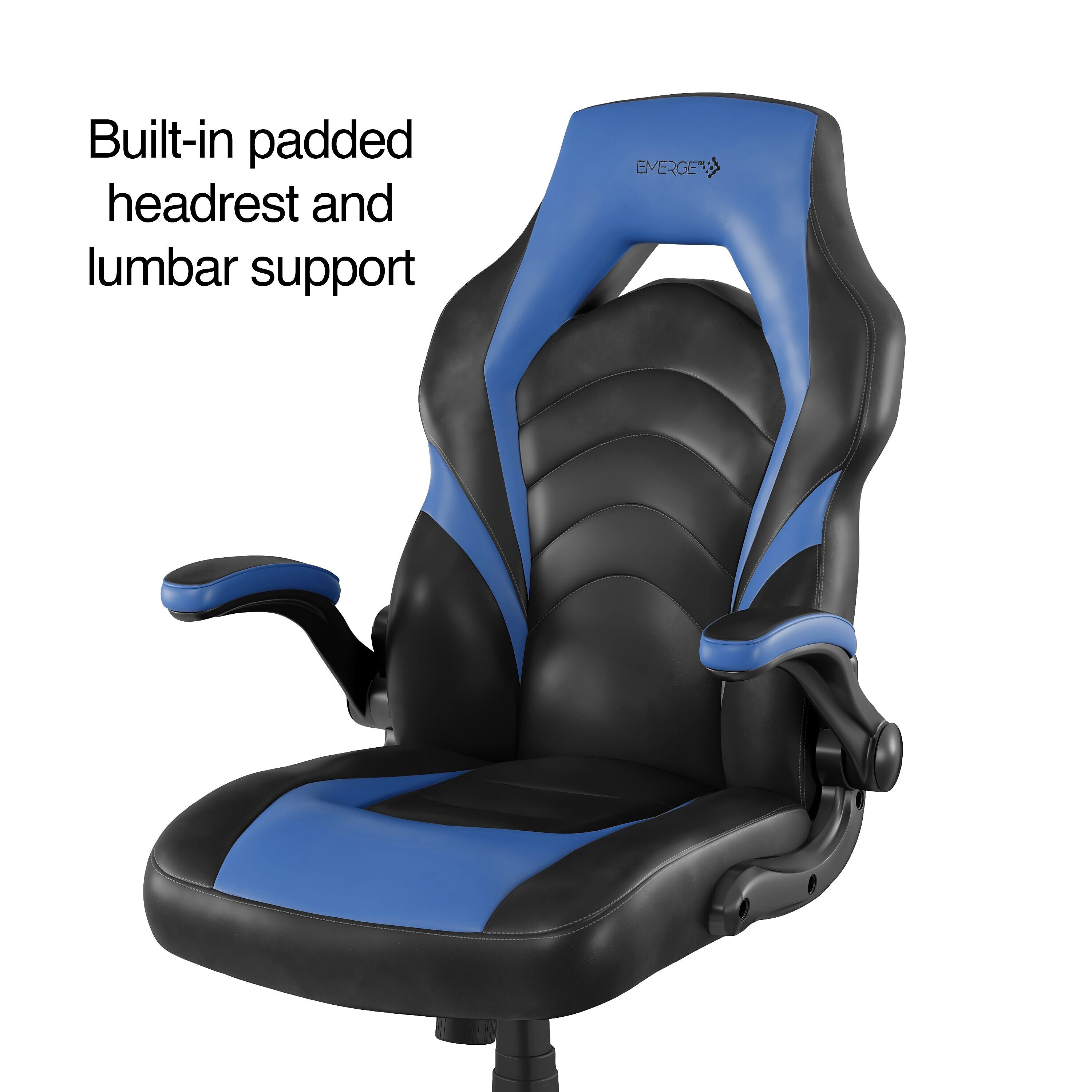 Staples Emerge Vortex Bonded Leather Ergonomic Gaming Chair, Black and Blue