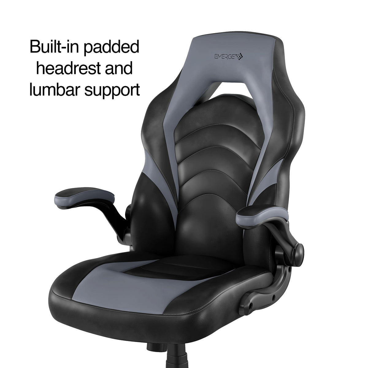 Staples Emerge Vortex Bonded Leather Ergonomic Gaming Chair, Black and Gray