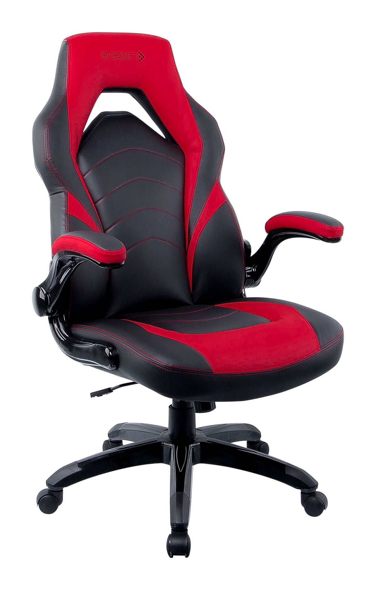 Staples Emerge Vortex Bonded Leather Ergonomic Gaming Chair, Black and Red