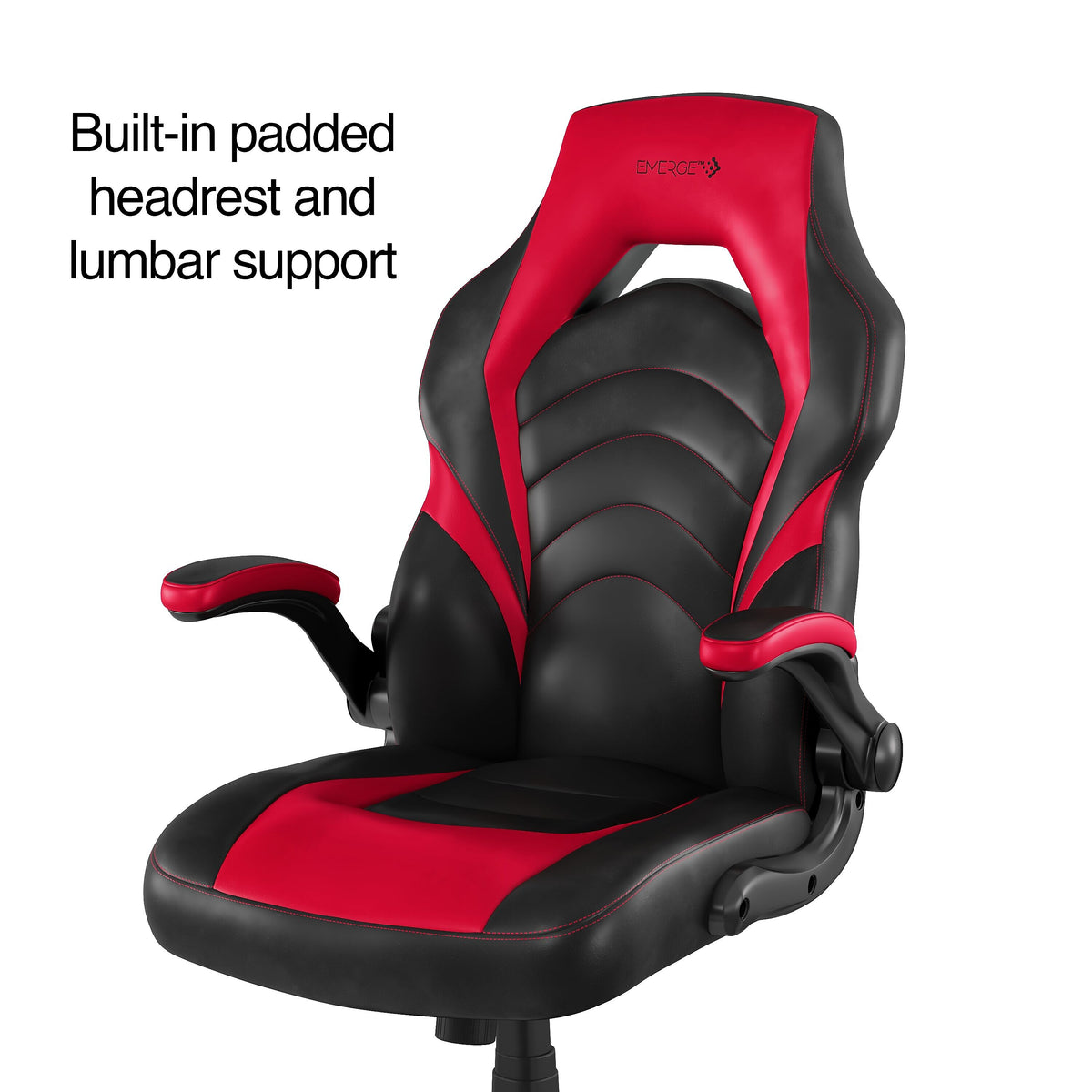 Staples Emerge Vortex Bonded Leather Ergonomic Gaming Chair, Black and Red