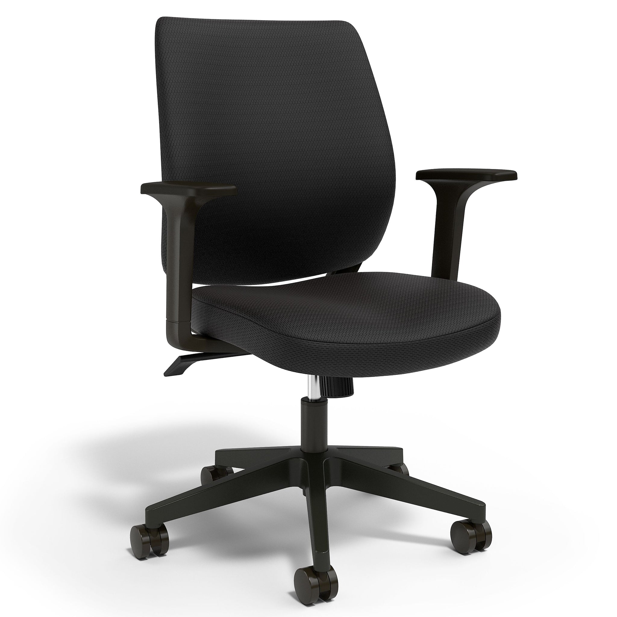 Staples® Essentials Ergonomic Fabric Swivel Task Chair, Black