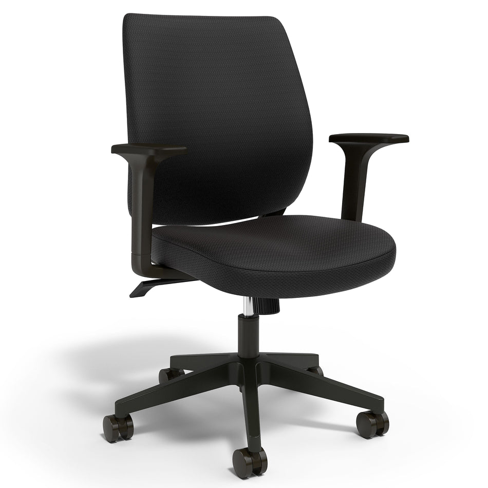 Staples® Essentials Ergonomic Fabric Swivel Task Chair, Black