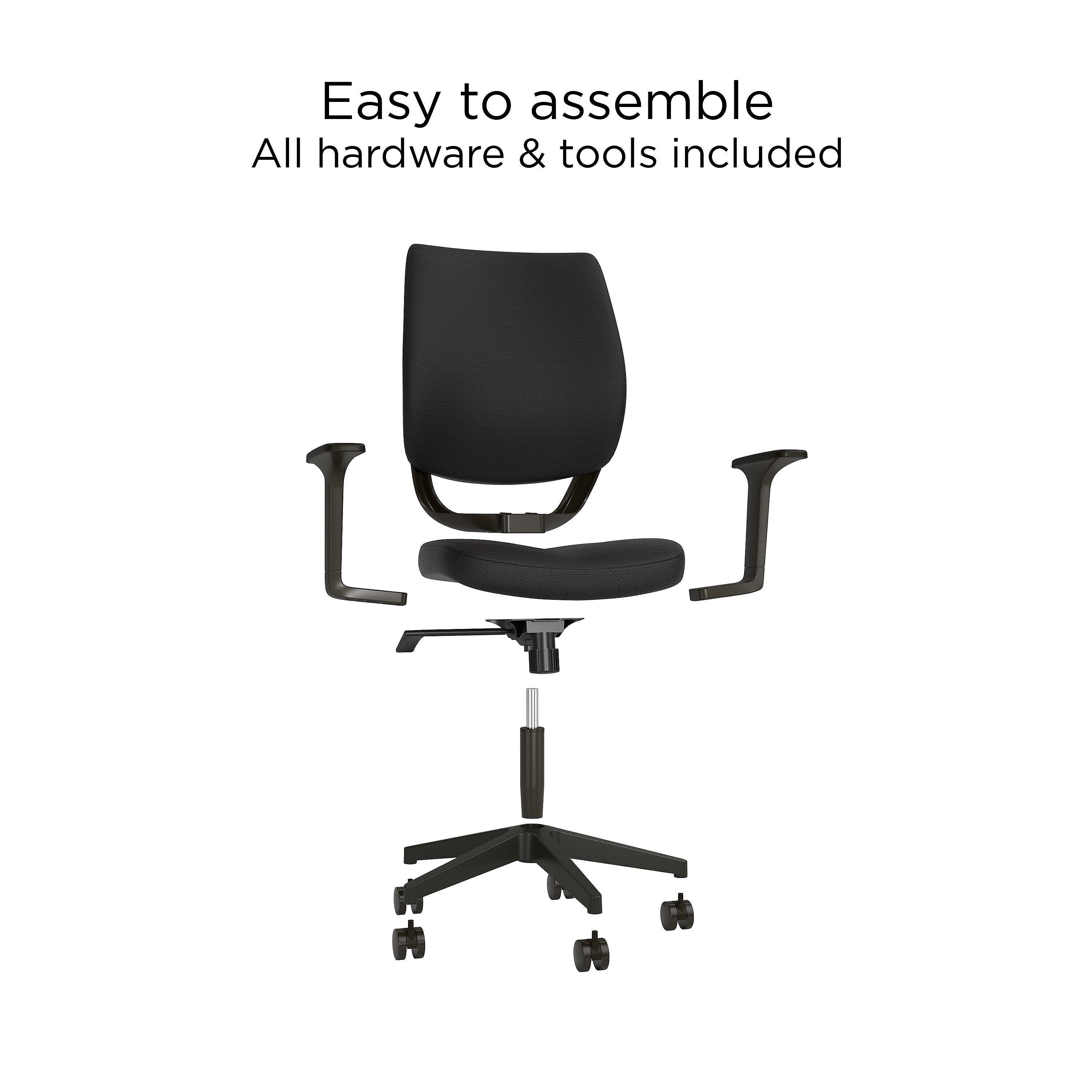 Staples® Essentials Ergonomic Fabric Swivel Task Chair, Black
