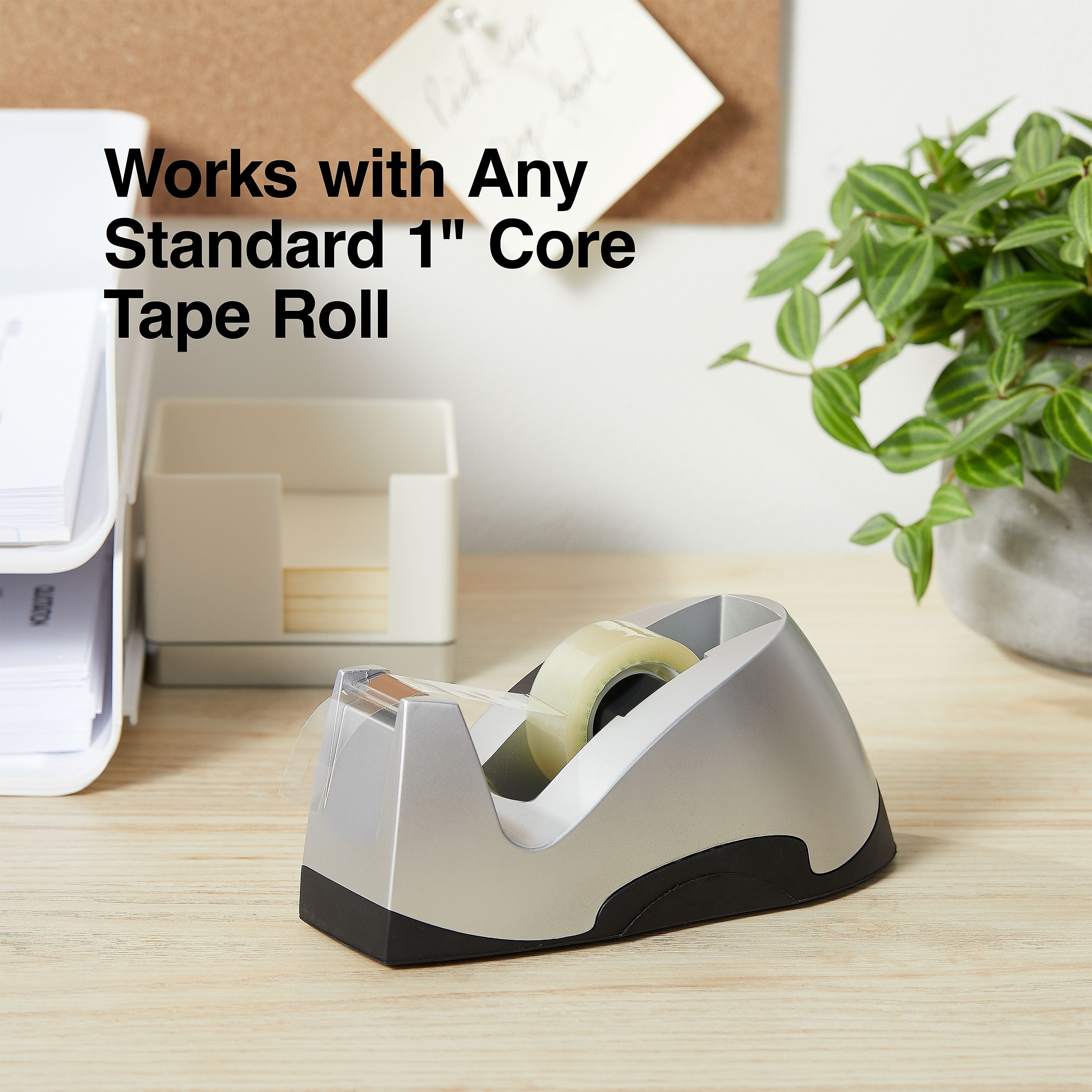 Staples Executive Desktop Tape Dispenser, Silver