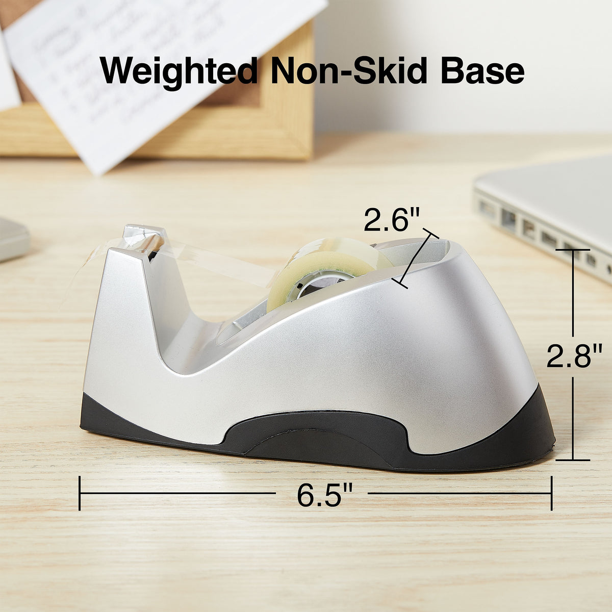 Staples Executive Desktop Tape Dispenser, Silver