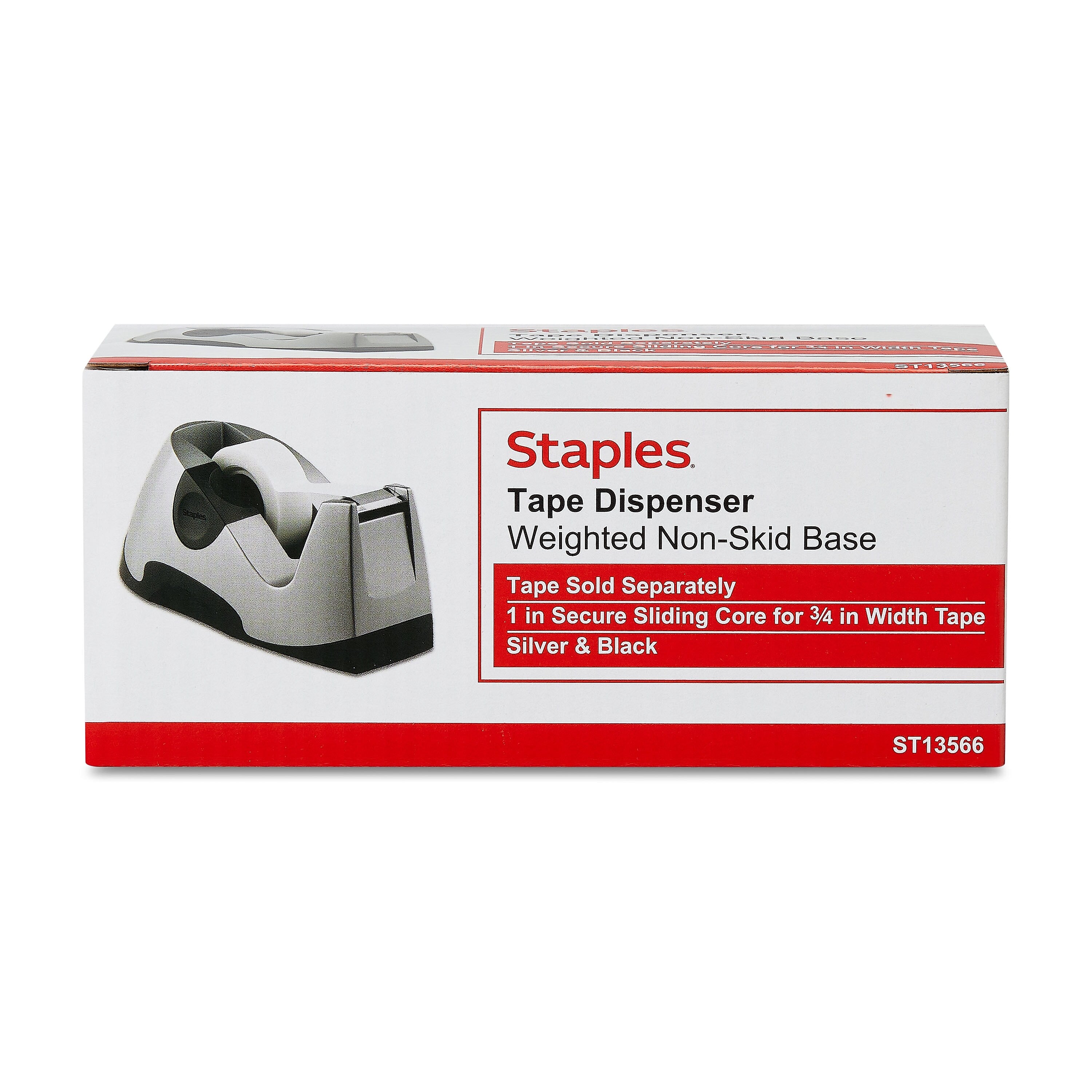 Staples Executive Desktop Tape Dispenser, Silver