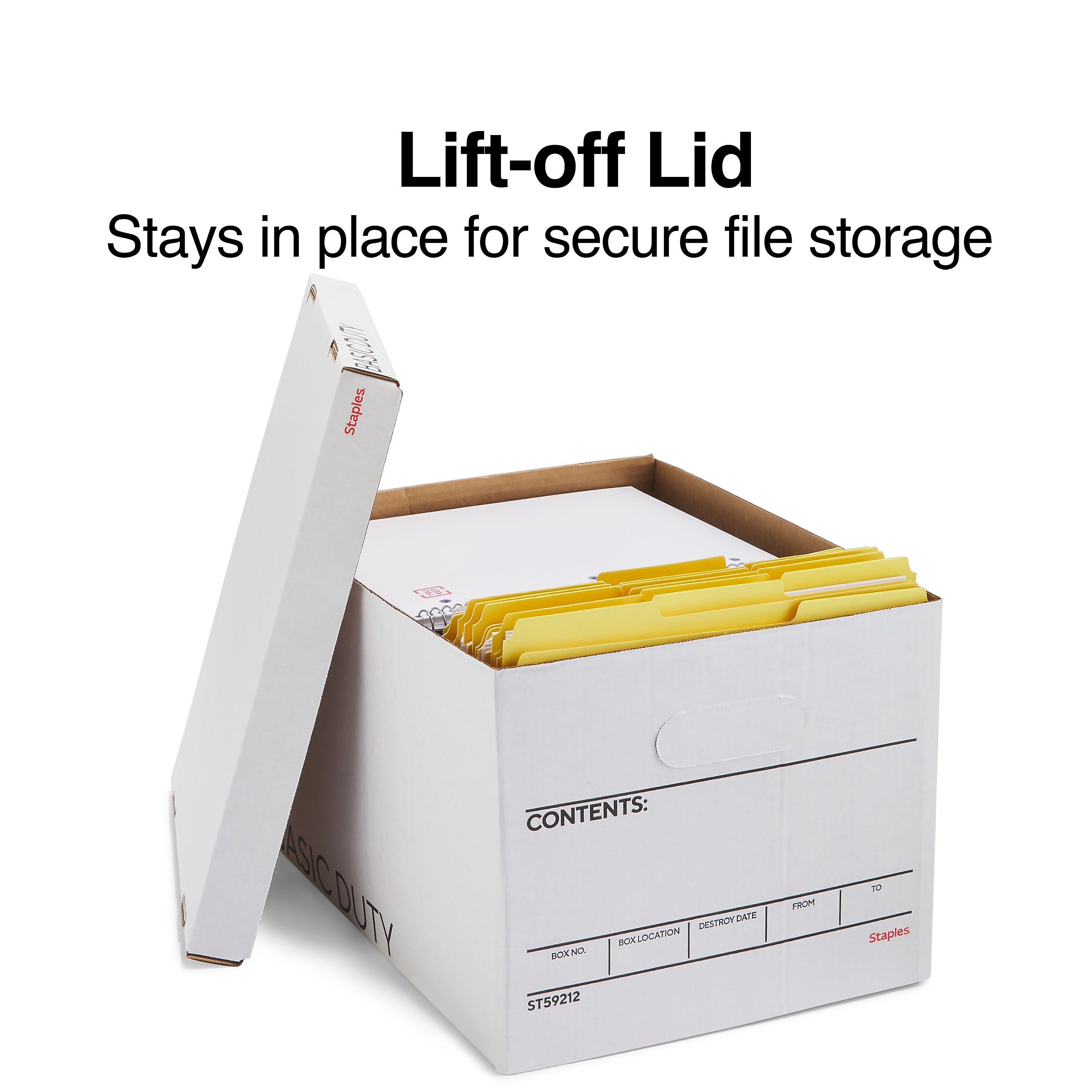 Staples File Box, Lift Off Lid, Letter/Legal, White/Black, 20/Case