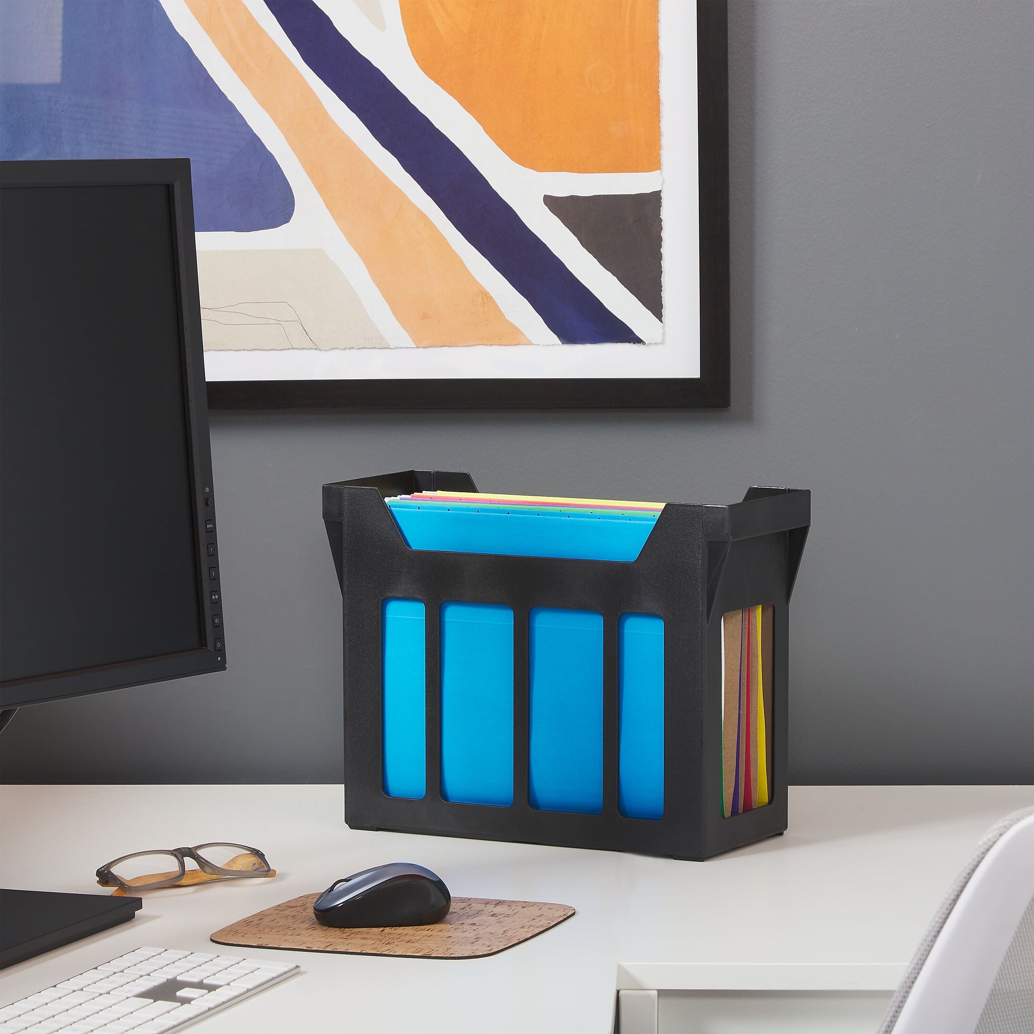 Staples® File Caddy with File Folders, Open Lid, Letter, Black