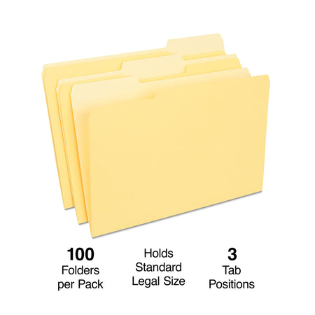 Staples File Folder, 1/3-Cut Tab, Legal Size, Yellow, 100/Box