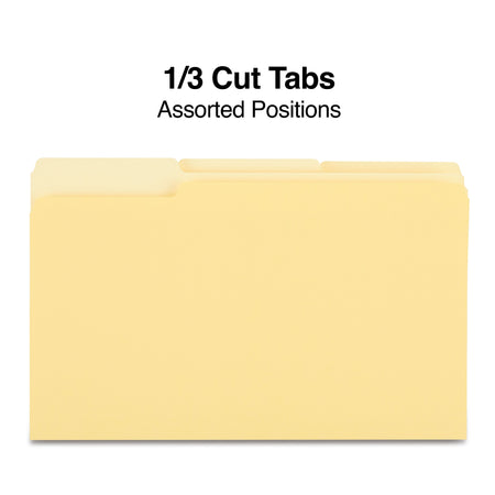 Staples File Folder, 1/3-Cut Tab, Legal Size, Yellow, 100/Box