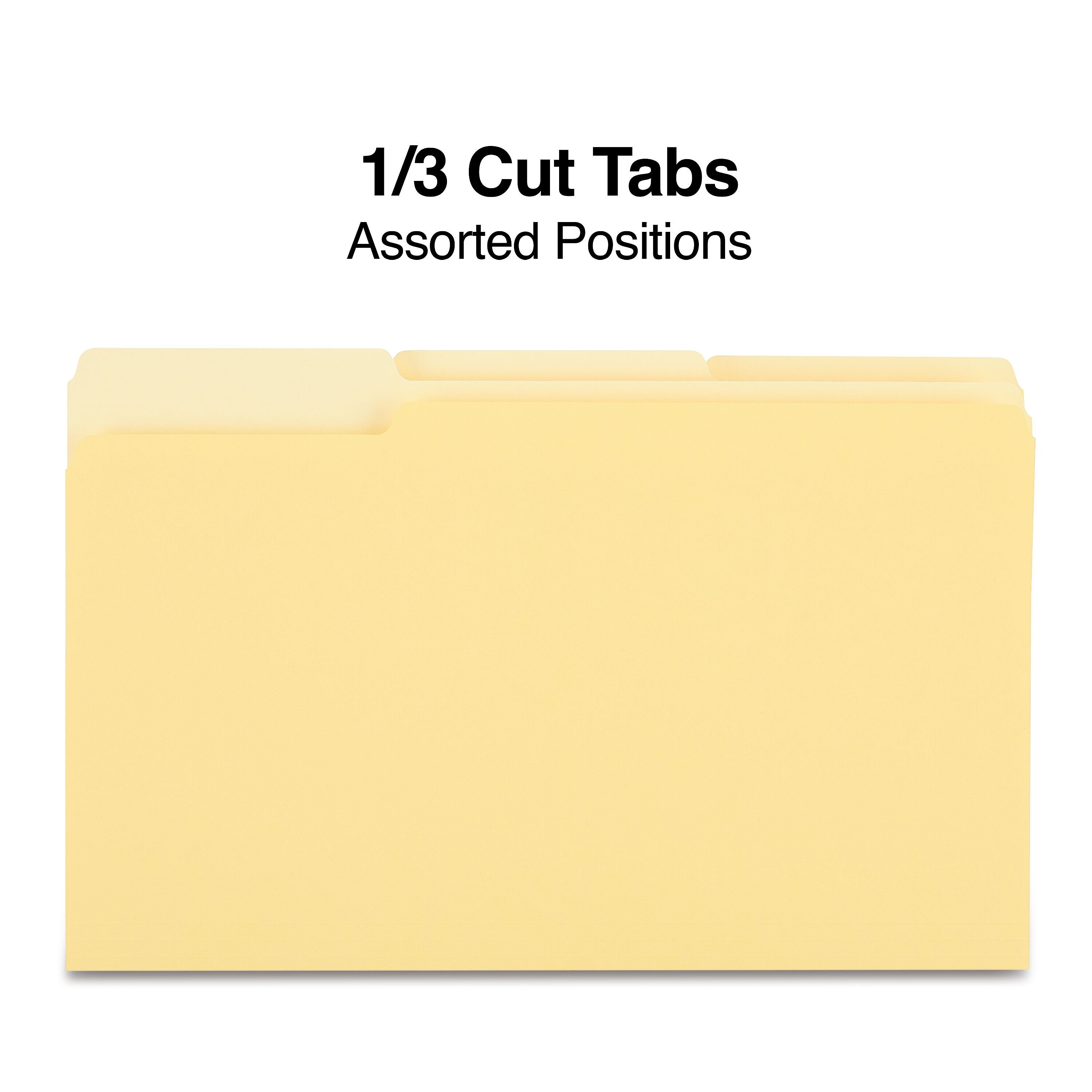 Staples File Folder, 1/3-Cut Tab, Legal Size, Yellow, 100/Box