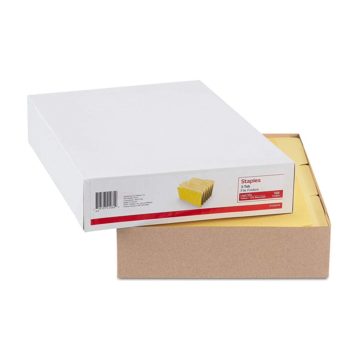 Staples File Folder, 1/3-Cut Tab, Legal Size, Yellow, 100/Box