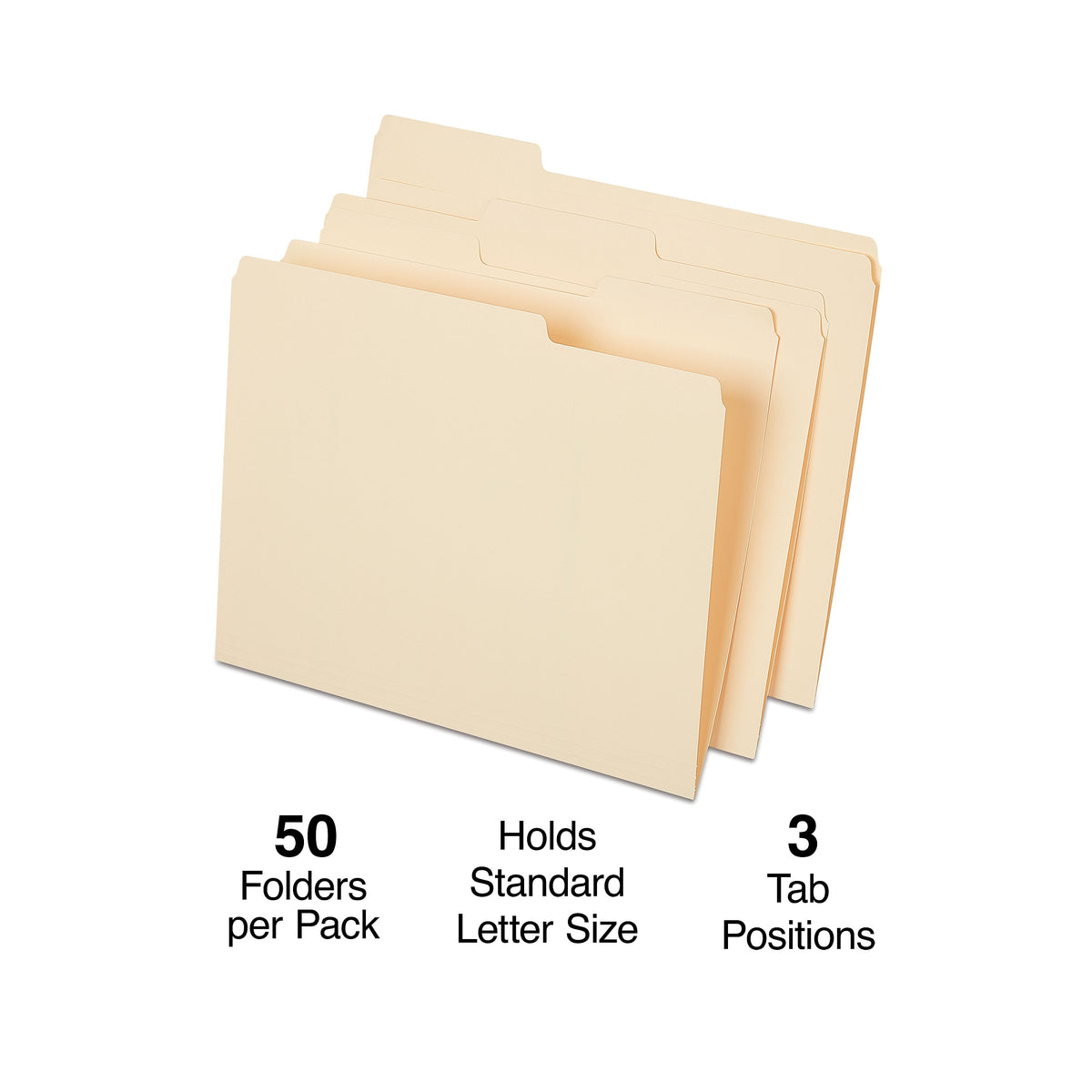 Staples® File Folder, 1/3-Cut Tab, Letter Size, Manila, 50/Pack