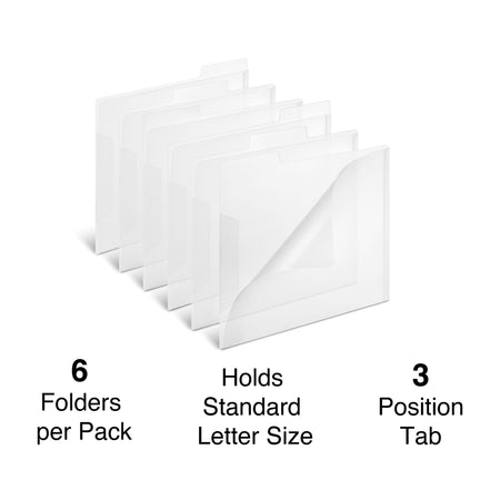 Staples File Folder, 3 Tab, Letter Size, Translucent Clear, 6/Pack