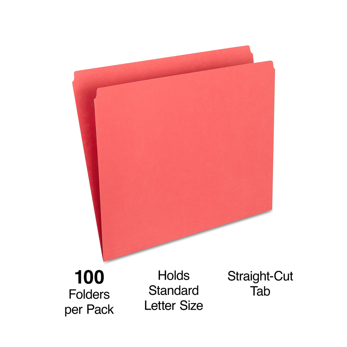 Staples File Folder, Single Tab, Letter Size, Red, 100/Box