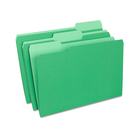 Staples File Folders, 1/3-Cut Tab, Legal Size, Green, 100/Box