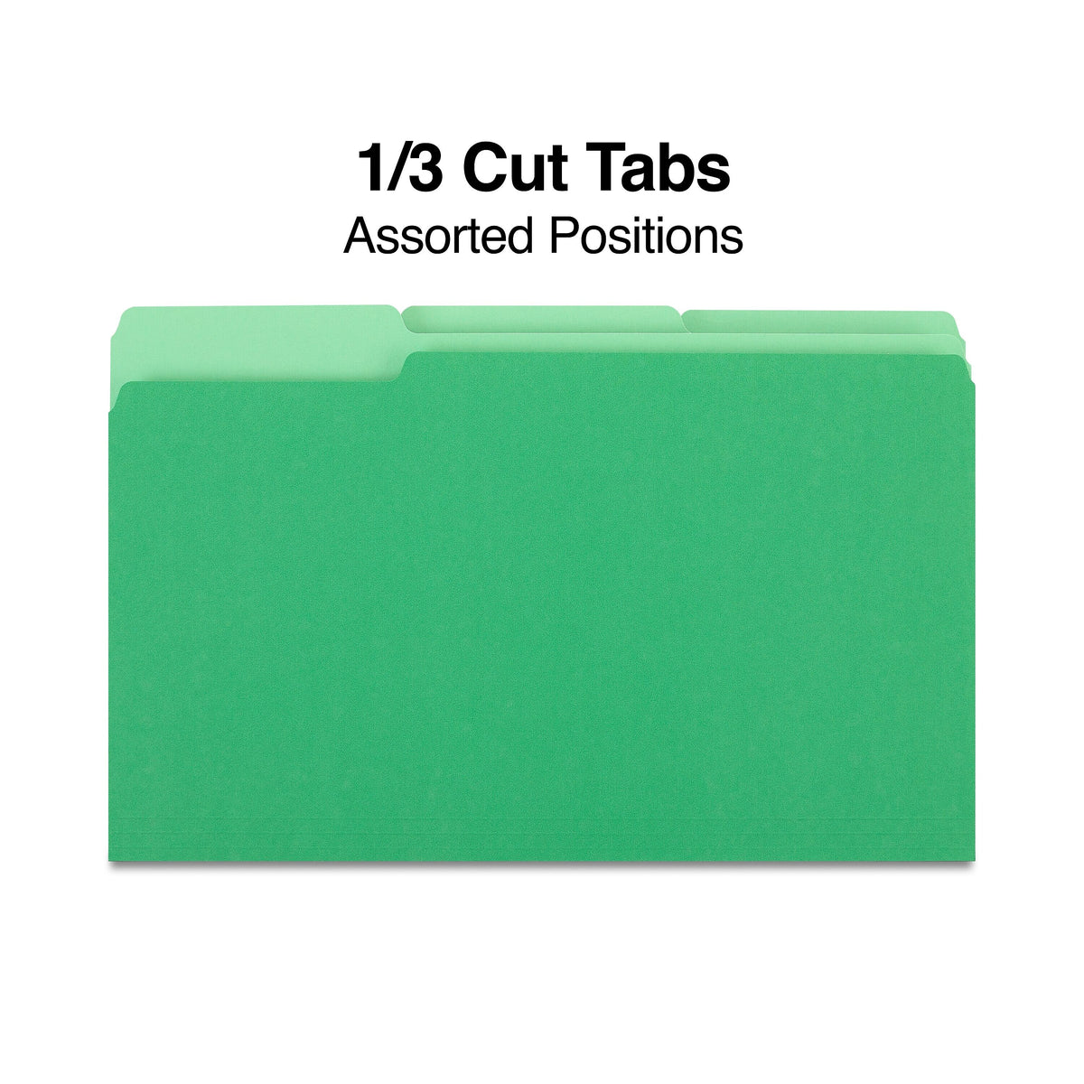 Staples File Folders, 1/3-Cut Tab, Legal Size, Green, 100/Box