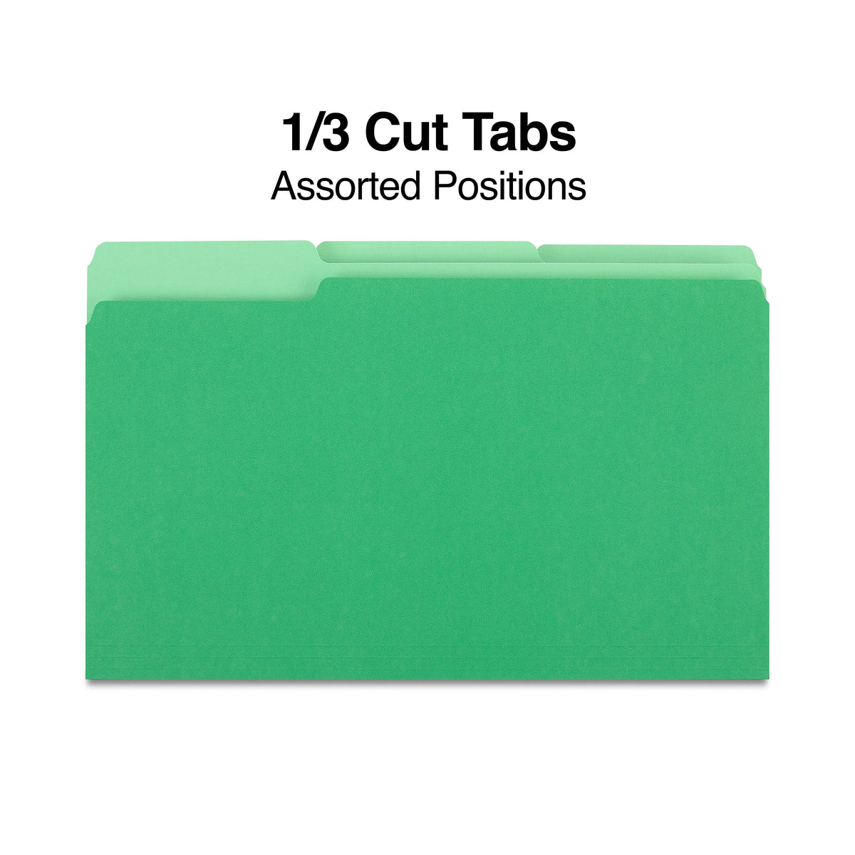 Staples File Folders, 1/3-Cut Tab, Legal Size, Green, 100/Box