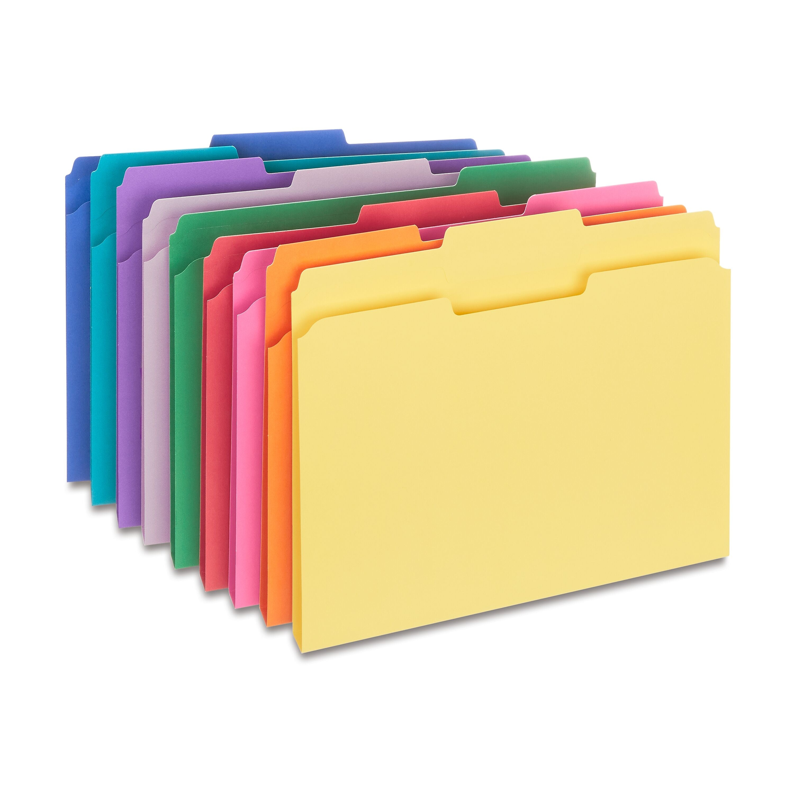 Staples File Folders, 1/3-Cut Tab, Letter Size, Assorted, 250/Box
