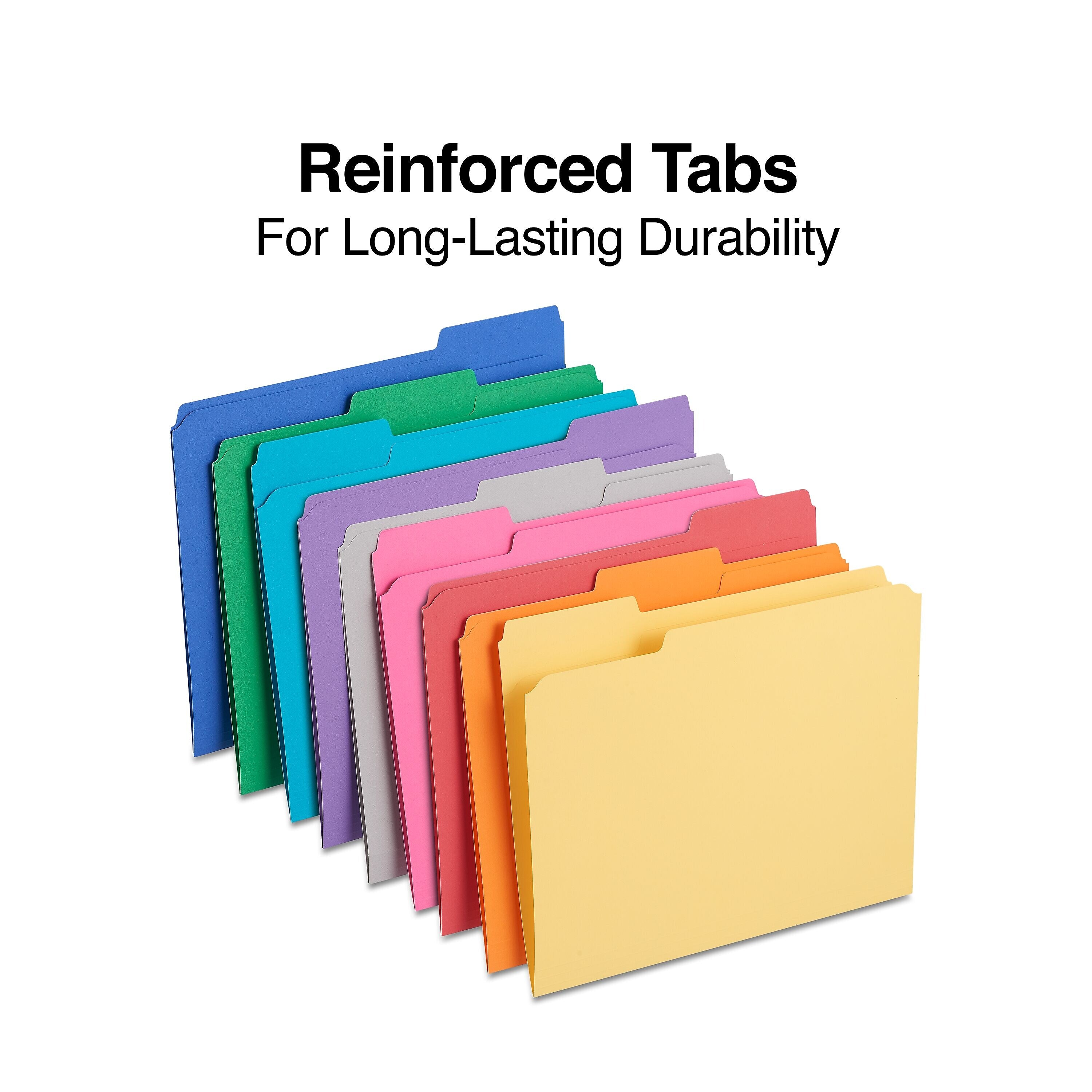 Staples® File Folders, 1/3-Cut Tab, Letter Size, Assorted, 250/Box