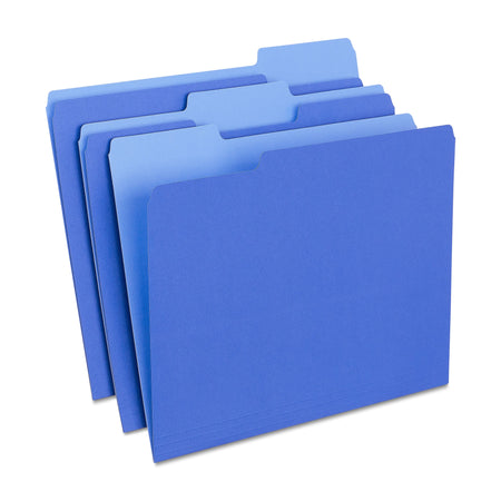 Staples File Folders, 1/3-Cut Tab, Letter Size, Blue, 24/Pack